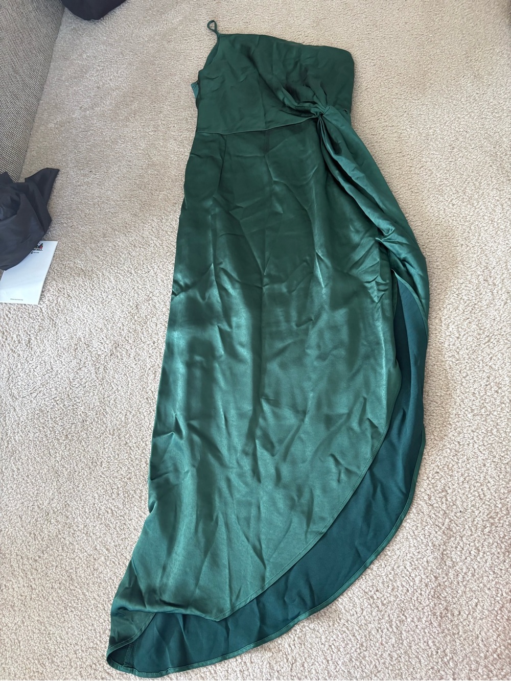 One-Shoulder Emerald Green Evening Gown